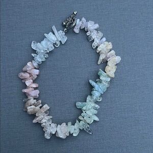 Natural Multicolor Rainbow Raw Crystal Chip Stone Necklace